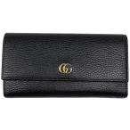 グッチ GUCCI GGマーモント コンチネンタルウォレット 二つ折り 札入れ 小銭入れ 長財布 レザー ブラック 456116 レディース 中古