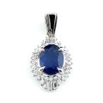 ショッピングused サファイア デザインペンダントトップ プラチナ メレダイヤ ペンダントトップ Pt900 サファイア ダイヤモンド レディース 中古