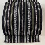 名古屋帯 逸品 証紙あり 夏帯 本場筑前博多織 八寸名古屋帯 松葉仕立て 献上柄 黒 正絹 中古