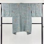  перо тканый длина 95cm длина рукава 66.5cm M Sakura . рисовое поле рисунок бледно-голубой натуральный шелк замечательная вещь б/у 