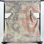 ショッピング鳥 訪問着 身丈160cm 裄丈65.5cm M 袷 紬地 草花 鳥 金銀彩 灰紫 正絹 秀品 中古