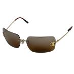 シャネル CHANEL ココマーク サングラス リムレス サングラス プラスチック ラインストーン ブラウン 4017D レディース 中古