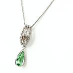 パライバトルマリン デザインネックレス WG ホワイトゴールド ペンダント メレダイヤ ネックレス K18 WG パライバトルマリン レディース 中古