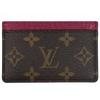 ショッピングヴィトン ルイ・ヴィトン Louis Vuitton ポルト カルト サーンプル 名刺入れ 定期入れ パスケース カードケース モノグラム ブラウン フューシャ M60703 レディース 中古