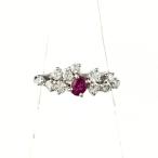 ルビー デザインリング プラチナ 指輪 メレダイヤ リング 12号 Pt900 ルビー ダイヤモンド レディース 中古