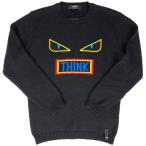 フェンディ FENDI ロゴ ニット モンスター トップス セーター ウール ブラック メンズ 中古