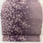 袋帯 名品 桜 桜の花びら 薄紫 全通 正絹 中古