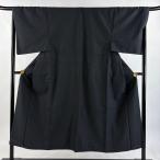 美品 男着物 身丈147.5cm 裄丈69cm M 袷 幾何学模様 青黒 正絹 秀品 中古