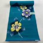 ショッピング浴衣 反物 優品 浴衣 草花 色紙 青緑 綿 中古