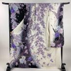 美品 振袖 身丈170.5cm 裄丈71cm L 袷 蝶 牡丹 銀通し 刺繍 白 正絹 逸品 中古