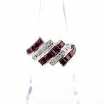 ショッピングルビー ルビー デザインリング プラチナ 指輪 メレダイヤ リング 11号 Pt900 ルビー ダイヤモンド レディース 中古