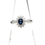 ショッピング15号 サファイア デザインリング プラチナ メレダイヤ 指輪 リング 15号 Pt900 サファイア レディース 中古