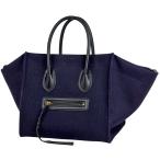 ショッピングセリーヌ セリーヌ CELINE スモールスクエア ラゲージ ファントム 手提げ トート ハンドバッグ ファブリック パープル ブラック レディース 中古