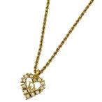クリスチャンディオール Christian Dior ロゴ ラインストーン ネックレス CD ハート ネックレス GP ゴールド レディース 中古