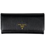 プラダ PRADA ロゴ 長財布 二つ折り パスケース 長財布 レザー ネロ(ブラック) 1MH132 レディース 中古