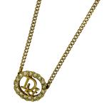 クリスチャンディオール Christian Dior ロゴ ラインストーン ネックレス GP ラインストーン ゴールド レディース 中古