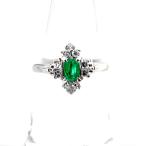 ショッピング13号 エメラルド デザインリング プラチナ 指輪 メレダイヤ リング 13号 Pt900 エメラルド ダイヤモンド レディース 中古