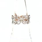 フラワーモチーフ デザインリング プラチナ PG ピンクゴールド 指輪 メレダイヤ 花 リング 16号 Pt900 K18 ダイヤモンド レディース 中古