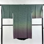  прекрасный товар верхняя одежда длина 108.5cm длина рукава 68cm L японский костюм пальто двусторонний земля . bokashi темно-зеленый натуральный шелк замечательная вещь б/у 