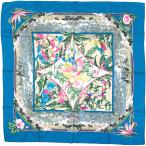 ショッピングHERMES エルメス HERMES カレ 90 TROPIQUES トロピック スカーフ シルク ブルー マルチカラー レディース 中古