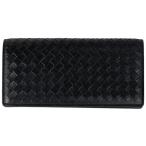 ボッテガヴェネタ BOTTEGAVENETA イントレチャート 二つ折り 長財布 レザー ブラック メンズ 中古