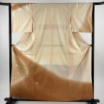 美品 付下げ 身丈161cm 裄丈64cm M 袷 五月みどり 紬地 落款あり 真珠 ぼかし ベージュ 正絹 秀品 中古