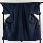  прекрасный товар мужчина кимоно длина 145.5cm длина рукава 73.5cm M. Ooshima эпонж доказательство бумага есть геометрический рисунок темно-синий цвет натуральный шелк превосходящий товар б/у 