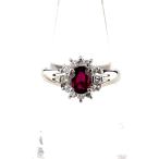 ショッピングルビー ルビー デザインリング プラチナ 指輪 メレダイヤ リング 10号 Pt850 ルビー ダイヤモンド レディース 中古