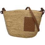 ロエベ LOEWE スリット ポシェット バッグ アナグラム かごバッグ ショルダーバッグ ラフィア ブラウン レディース 中古