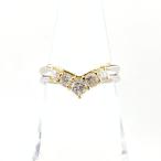 ショッピング13号 メレダイヤ デザインリング プラチナ YG イエローゴールド 指輪 リング 13号 Pt900 K18 ダイヤモンド レディース 中古