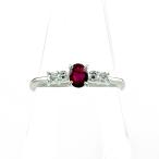 ルビー デザインリング プラチナ 指輪 メレダイヤ リング 11号 Pt900 ルビー ダイヤモンド レディース 中古