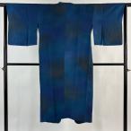  верхняя одежда длина 127cm длина рукава 64.5cm M японский костюм пальто кимоно воротник глициния. цветок bokashi синий натуральный шелк замечательная вещь б/у 