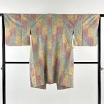  прекрасный товар верхняя одежда длина 98cm длина рукава 64cm M японский костюм пальто Hagi . цветок незначительный охра натуральный шелк превосходящий товар б/у 