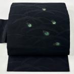 美品 名古屋帯 逸品 夏帯 絽 蛍 雪芝 金彩 黒 正絹 中古