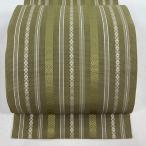 美品 名古屋帯 名品 夏帯 松葉仕立て 八寸名古屋帯 献上柄 茶緑色 正絹 中古
