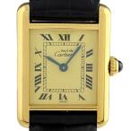 カルティエ CARTIER マストタンク SM ヴェルメイユ W1003154 腕時計 シルバー925 GP レザー クォーツ イエロー系 レディース 中古
