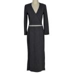 シャネル CHANEL Vネック ロング ワンピース スリット 99A ワンピース スカート ウール カシミヤ ブラック レディース 中古