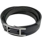  Hermes HERMESapi3 браслет рука колесо 3 полосный 4 полосный браслет кожа серебряный металлизированный черный серебряный женский б/у 