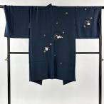 美品 羽織 身丈108cm 裄丈71.5cm L うさぎ 雪輪 刺繍 金彩 濃紺 正絹 逸品 中古