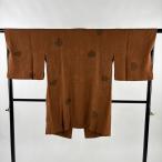  прекрасный товар верхняя одежда длина 98.5cm длина рукава 67cm M японский костюм пальто лист рисунок земля . чай цвет натуральный шелк превосходящий товар б/у 