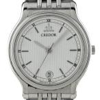 ショッピングセイコー セイコー SEIKO クレドール 9572-6000 腕時計 SS クォーツ ホワイト メンズ 中古