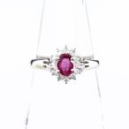 ルビー デザインリング プラチナ メレダイヤ 指輪 リング 11号 Pt850 ルビー ダイヤモンド レディース 中古