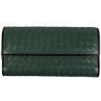 ボッテガヴェネタ BOTTEGAVENETA イントレチャート 二つ折り 長財布 バイカラー 長財布 レザー グリーン レディース 中古