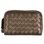 ショッピングヴェネタ ボッテガヴェネタ BOTTEGAVENETA イントレチャート コインケース ラウンドファスナー カードケース レザー メタリックブラウン 114075 レディース 中古