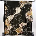 ショッピング振袖 美品 振袖 身丈169.5cm 裄丈68cm L 袷 鶴 梅 金通し 金彩 焦茶色 正絹 逸品 中古