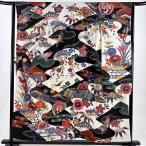 ショッピング振袖 美品 振袖 身丈157.5cm 裄丈63cm S 袷 落款あり 鶴 草花 染め分け 灰白 正絹 名品 中古