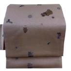 名古屋帯 名品 玩具 寅 箔 ベージュ 正絹 中古