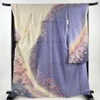 ショッピング振袖 振袖 身丈167cm 裄丈68cm L 袷 桜 流水 金通し 金彩 クリーム 正絹 名品 中古