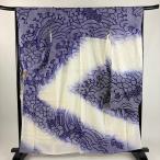 ショッピング振袖 美品 振袖 身丈161.5cm 裄丈67cm M 袷 牡丹 地紋 総絞り ぼかし 青紫 正絹 秀品 中古