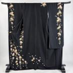 ショッピング振袖 美品 振袖 身丈170.5cm 裄丈69.5cm L 袷 枝垂れ桜 花びら 黒 正絹 秀品 中古